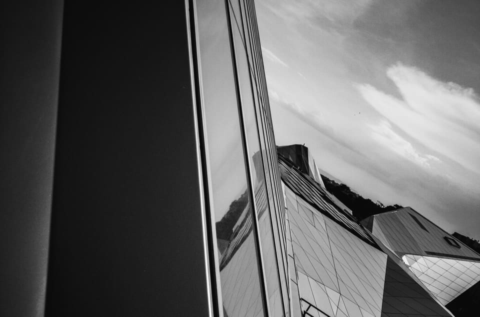 The window grid of a tall building